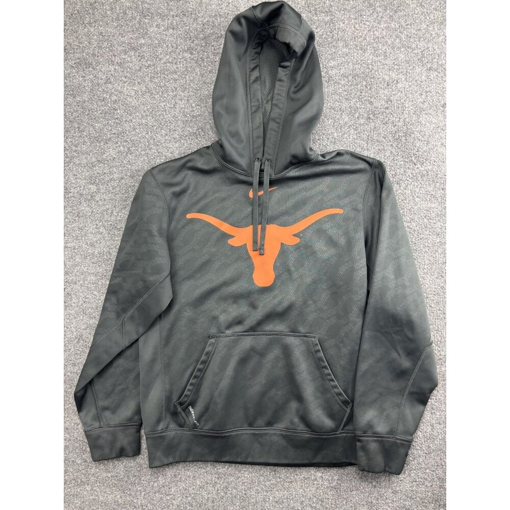 Texas Longhorns Hoodie Mens Small Gray NCAA Football‎ Nike Therma Fit Sweatshirt